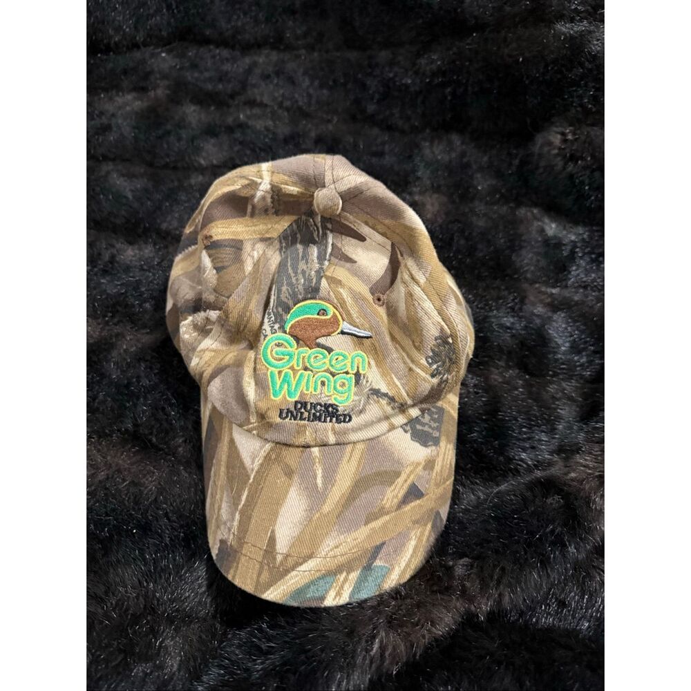 Vintage Green Wing Ducks Unlimited Snapback Trucker Hat Cap Hunting Camo